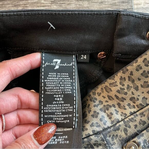 7 For All Mankind Pants Women’s 24 Metallic Leopard High Rise Ankle Skinny NWT - Picture 6 of 10